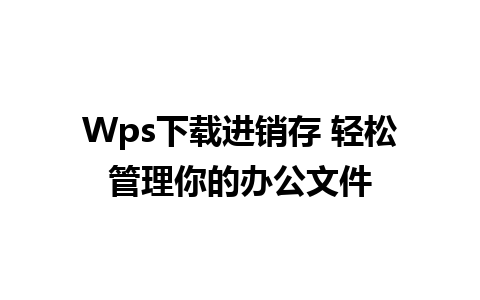 Wps下载进销存 轻松管理你的办公文件