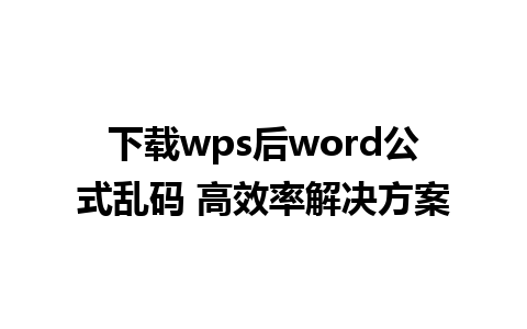 下载wps后word公式乱码 高效率解决方案