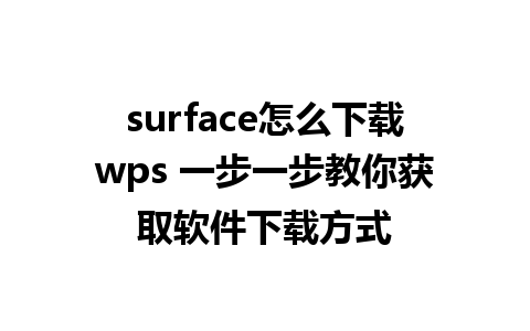 surface怎么下载wps 一步一步教你获取软件下载方式