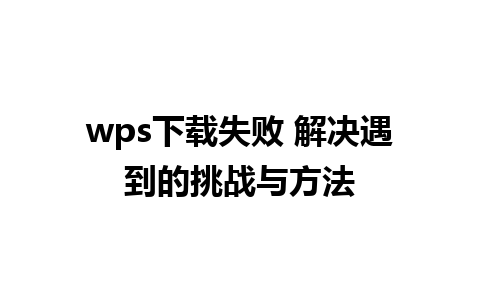 wps下载失败 解决遇到的挑战与方法