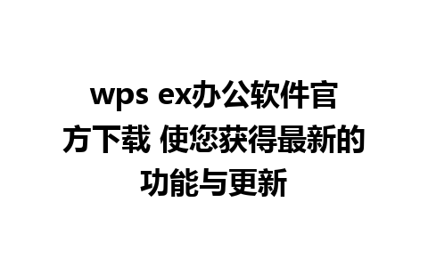 wps ex办公软件官方下载 使您获得最新的功能与更新