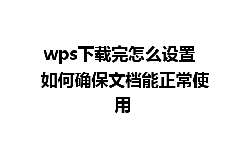 wps下载完怎么设置  如何确保文档能正常使用