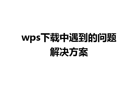 wps下载中遇到的问题解决方案