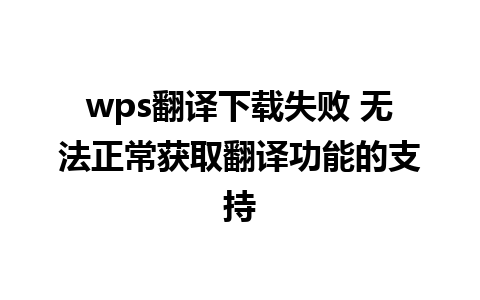 wps翻译下载失败 无法正常获取翻译功能的支持