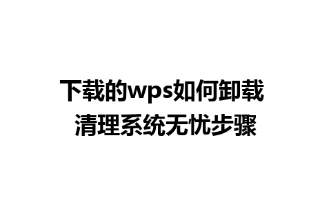 下载的wps如何卸载 清理系统无忧步骤