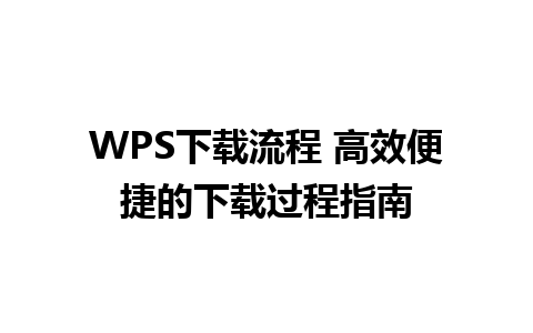 WPS下载流程 高效便捷的下载过程指南