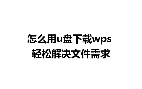 怎么用u盘下载wps 轻松解决文件需求