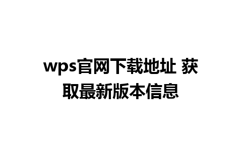 wps官网下载地址 获取最新版本信息