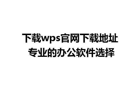 下载wps官网下载地址 专业的办公软件选择