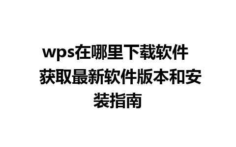 wps在哪里下载软件  获取最新软件版本和安装指南