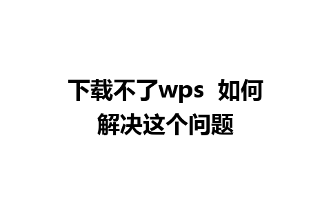 下载不了wps  如何解决这个问题