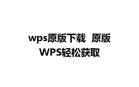 wps原版下载  原版WPS轻松获取