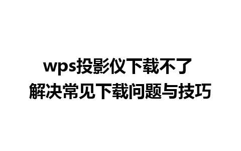 wps投影仪下载不了 解决常见下载问题与技巧