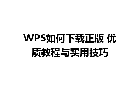 WPS如何下载正版 优质教程与实用技巧