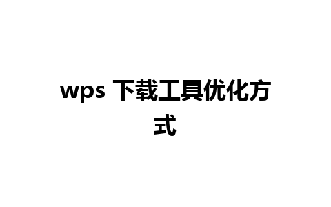 wps 下载工具优化方式