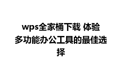 wps全家桶下载 体验多功能办公工具的最佳选择