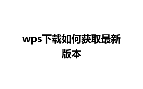 wps下载如何获取最新版本