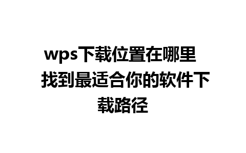 wps下载位置在哪里  找到最适合你的软件下载路径