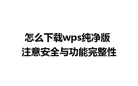 怎么下载wps纯净版 注意安全与功能完整性