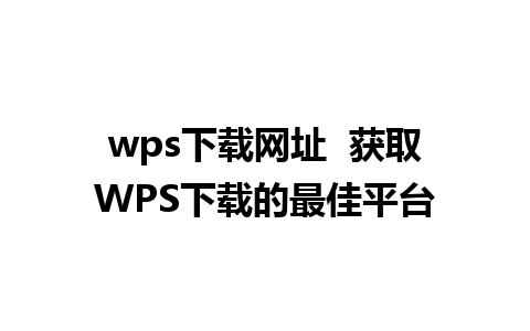 wps下载网址  获取WPS下载的最佳平台