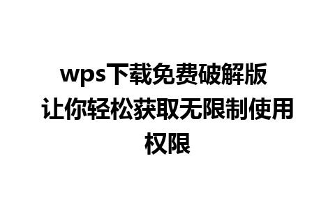 wps下载免费破解版 让你轻松获取无限制使用权限