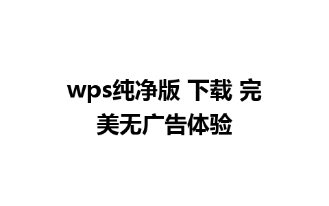 wps纯净版 下载 完美无广告体验