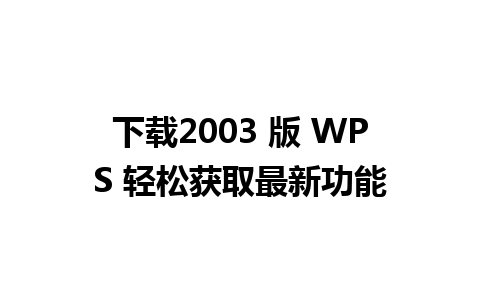 下载2003 版 WPS 轻松获取最新功能