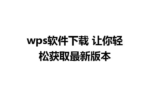 wps软件下载 让你轻松获取最新版本