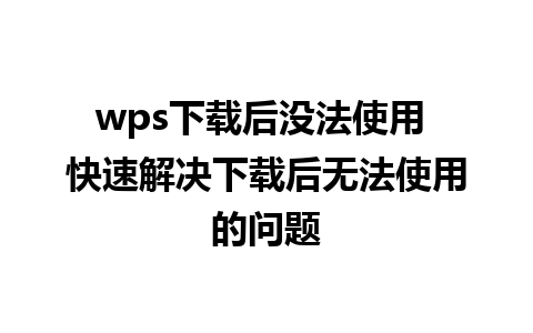 wps下载后没法使用 快速解决下载后无法使用的问题