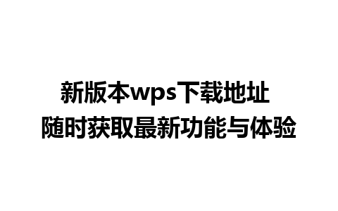 新版本wps下载地址 随时获取最新功能与体验