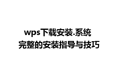 wps下载安装.系统 完整的安装指导与技巧