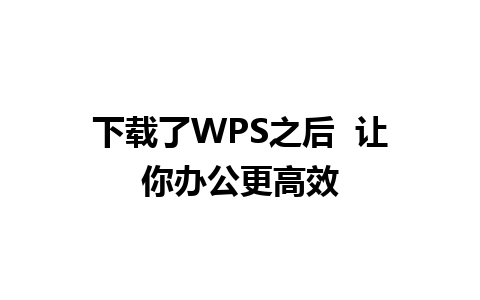 下载了WPS之后  让你办公更高效