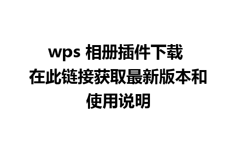 wps 相册插件下载 在此链接获取最新版本和使用说明