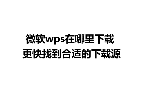 微软wps在哪里下载 更快找到合适的下载源