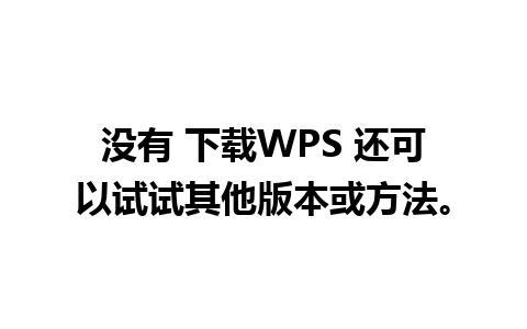 没有 下载WPS 还可以试试其他版本或方法。