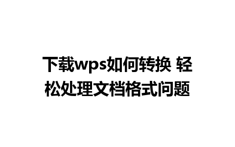 下载wps如何转换 轻松处理文档格式问题