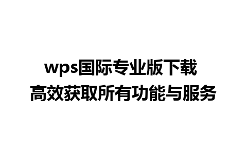 wps国际专业版下载 高效获取所有功能与服务