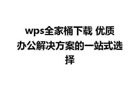 wps全家桶下载 优质办公解决方案的一站式选择