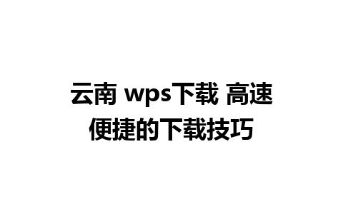 云南 wps下载 高速便捷的下载技巧