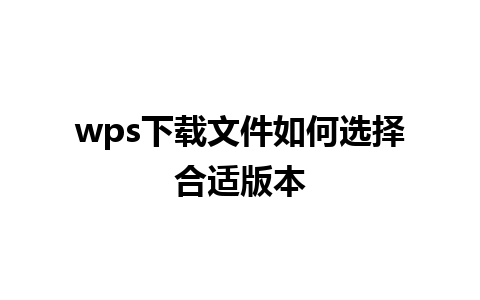 wps下载文件如何选择合适版本