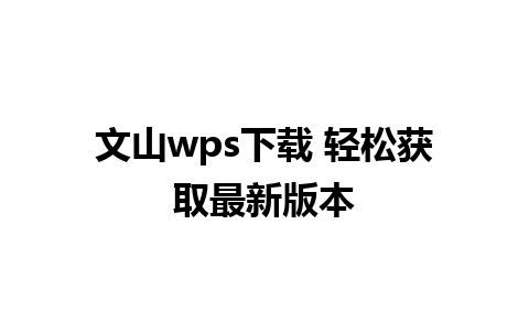 文山wps下载 轻松获取最新版本