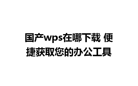 国产wps在哪下载 便捷获取您的办公工具