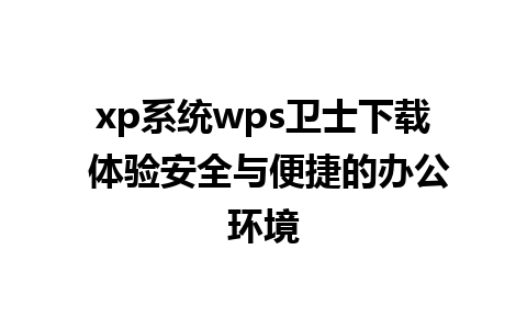 xp系统wps卫士下载 体验安全与便捷的办公环境