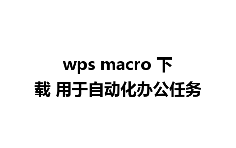 wps macro 下载 用于自动化办公任务