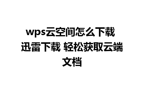 wps云空间怎么下载 迅雷下载 轻松获取云端文档