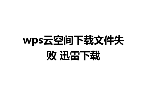 wps云空间下载文件失败 迅雷下载