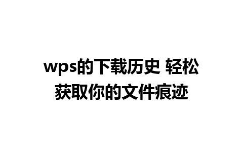 wps的下载历史 轻松获取你的文件痕迹