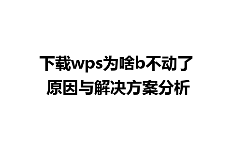 下载wps为啥b不动了 原因与解决方案分析