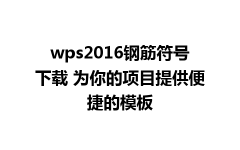 wps2016钢筋符号下载 为你的项目提供便捷的模板