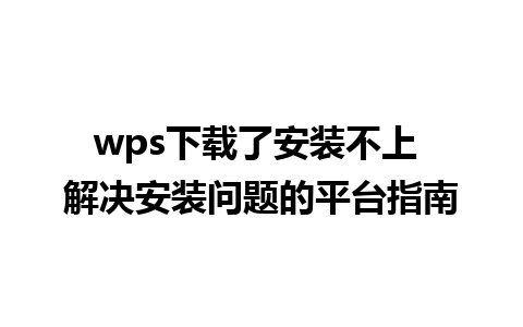 wps下载了安装不上 解决安装问题的平台指南